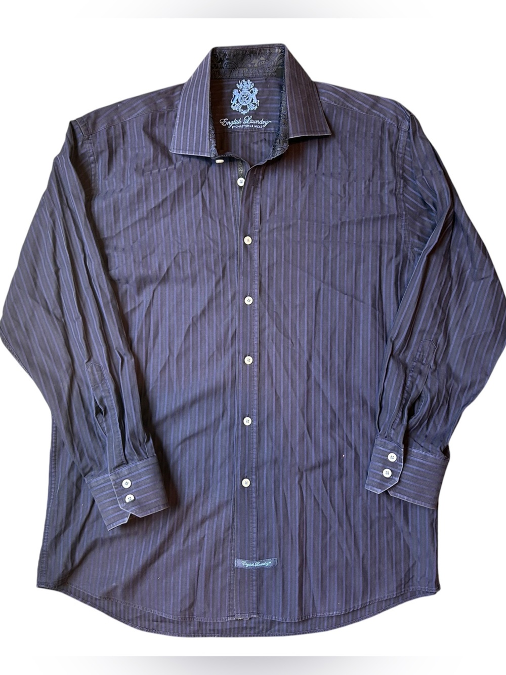 Vintage Navy Striped English Laundry Long Sleeve Button up, Size Large